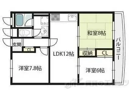 アパルトマン北千里(3LDK/2階)の間取り写真
