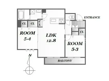 ベレオ南矢三(2LDK/2階)の間取り写真