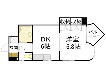 第2ホウライツルハウス(1DK/1階)の間取り写真