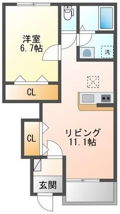 グランディオーズ アリノ(1LDK/1階)の間取り写真
