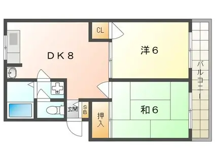 山一寿ハイツ(2DK/5階)の間取り写真
