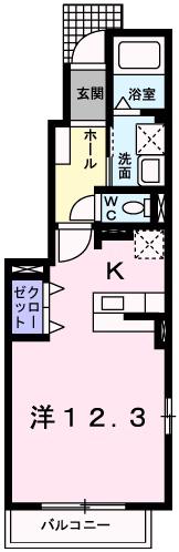 グラースアンジュD(1K/1階)の間取り写真