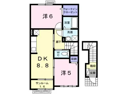 パークウィンド(2DK/2階)の間取り写真