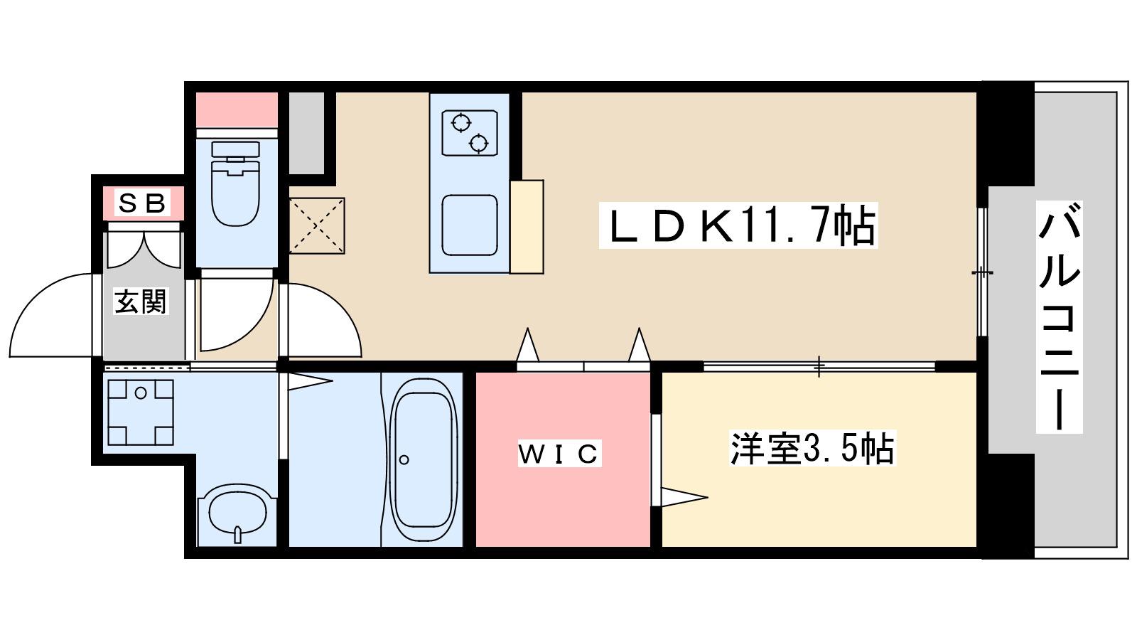 WORVE吹田江坂(1LDK/7階)の間取り写真