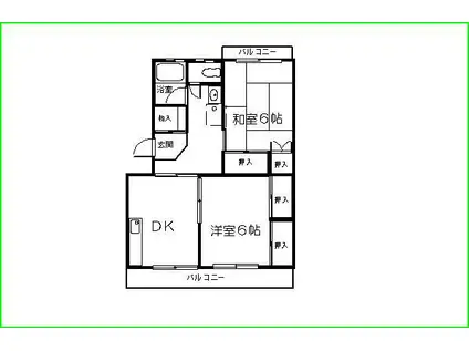 フジノマンション(2DK/4階)の間取り写真