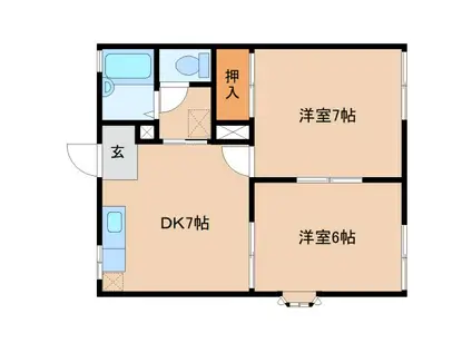 サンライズI(2DK/1階)の間取り写真