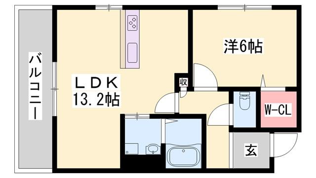 エレアージュ姫路駅南(1LDK/3階)の間取り写真
