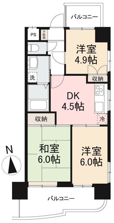 ダイアパレス栗林公園駅前(3DK/12階)の間取り写真