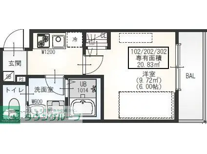 GRADUS二和向台II(1K/1階)の間取り写真