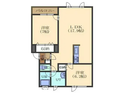 セピア七重浜II(2LDK/2階)の間取り写真