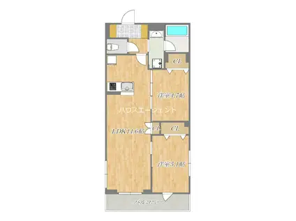 サンゼム(2LDK/1階)の間取り写真