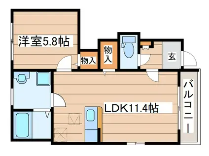 リバティコートH&MII(1LDK/1階)の間取り写真