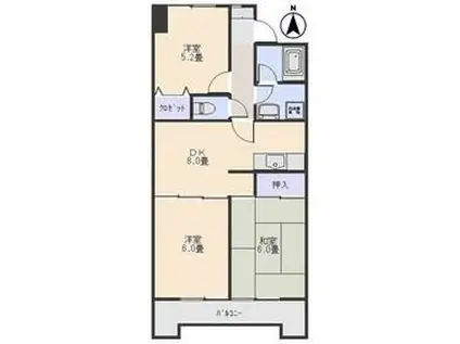 セントラルマンション(3DK/7階)の間取り写真