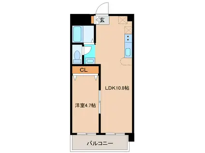 アネックスビバビル(1LDK/3階)の間取り写真