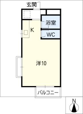 ハウスパインヒルII(ワンルーム/2階)の間取り写真