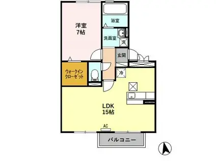 セレッソKTA(1LDK/1階)の間取り写真