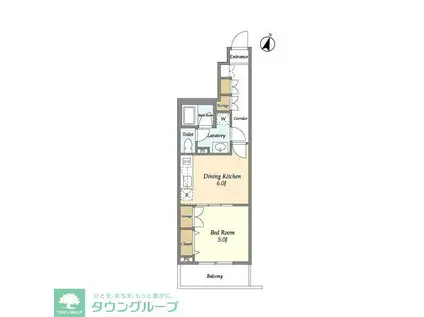 アパルトマン山手公園(1DK/5階)の間取り写真