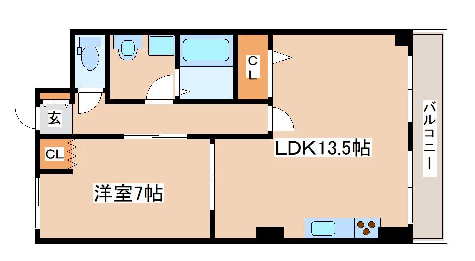 パレス大野(1LDK/2階)の間取り写真