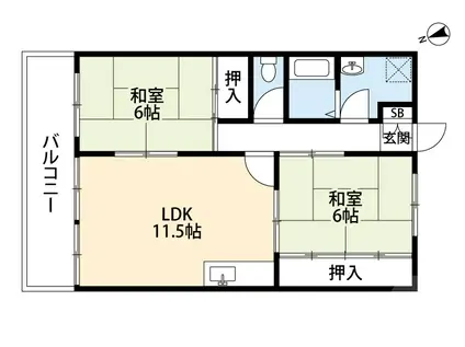 ボナール園(2LDK/3階)の間取り写真