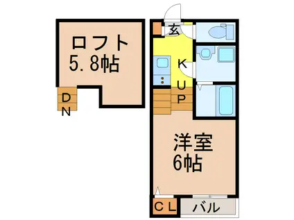 ルソレイユ安田通(1SK/2階)の間取り写真