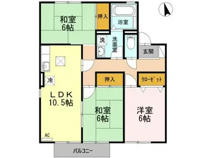 フローラ B(3LDK/1階)の間取り写真