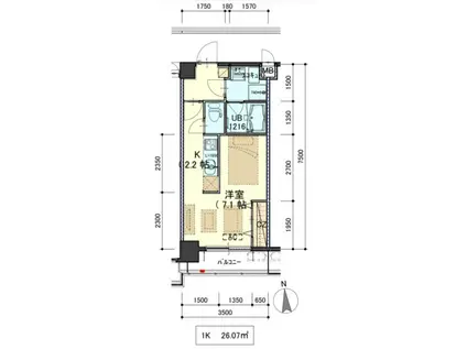 SPRING FIELD MIYAMACHI II(1K/3階)の間取り写真