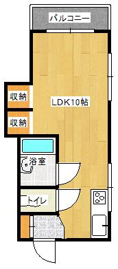 西原ビル(ワンルーム/2階)の間取り写真