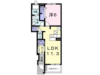 サンビレッジ 伊倉II(1LDK/1階)の間取り写真