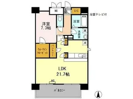 グランドソレイユ名駅(1LDK/10階)の間取り写真