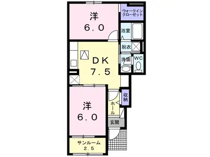 ライラック(2DK/1階)の間取り写真