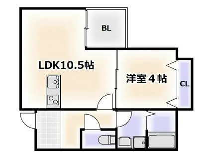 SFIDA帝塚山(1LDK/1階)の間取り写真