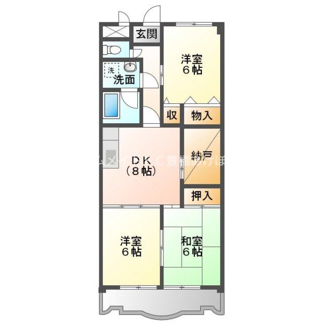 杉浦マンション(3SDK/3階)の間取り写真