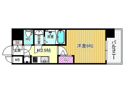 エスリード南森町(1K/9階)の間取り写真