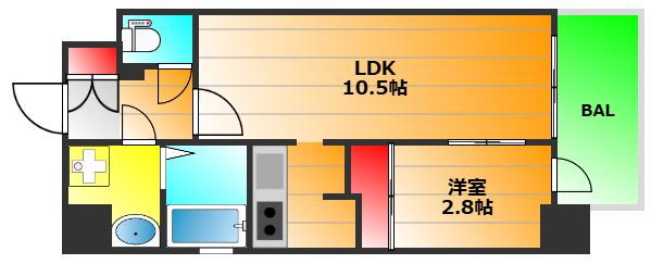 グランフェリーチェ・ナイン(1LDK/2階)の間取り写真