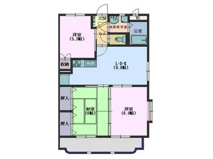 レピエスヌーヴ(3LDK/1階)の間取り写真