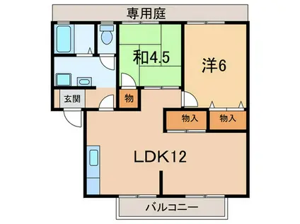 エステート桃山II(2LDK/1階)の間取り写真