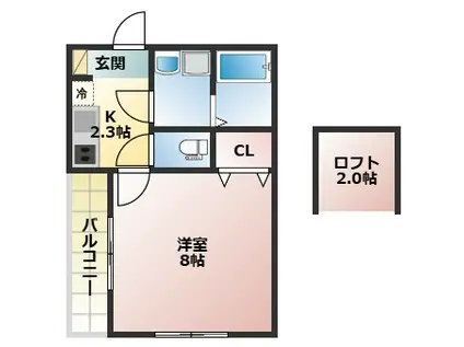 アドマーニ日進(1K/2階)の間取り写真