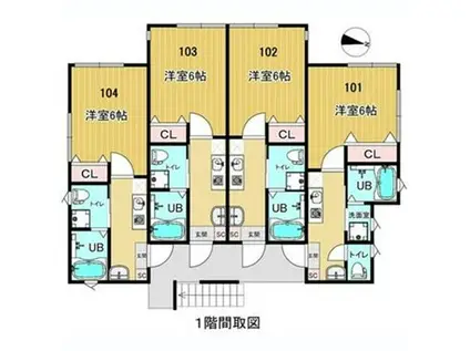 六浦南4丁目アパート(1K/1階)の間取り写真