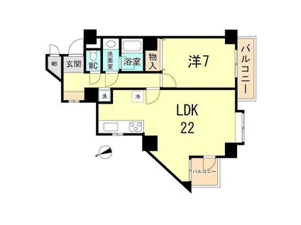 ライオンズマンション西明石(1LDK/8階)の間取り写真