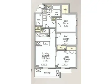 ミレーネ滝野川(3LDK/3階)の間取り写真