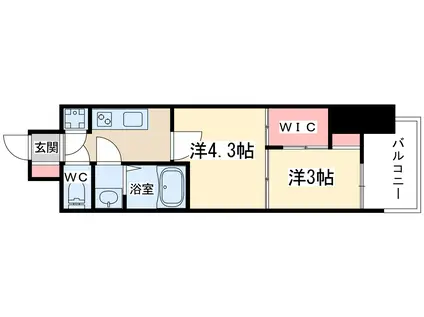 セレニテ東梅田アリエ(2K/3階)の間取り写真