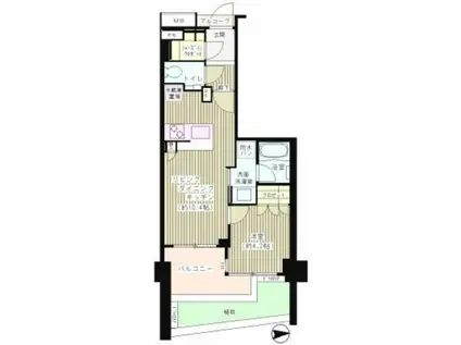 ジオ目黒(1LDK/1階)の間取り写真