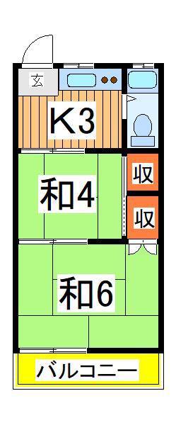 南柏コーポ(2K/2階)の間取り写真