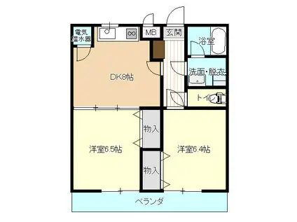 ベル ペイサージュ(2DK/2階)の間取り写真