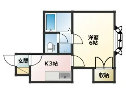 メゾンカレッジ(1K/2階)の間取り写真