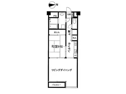 熱海シティヴィラ咲見町(1LDK/1階)の間取り写真