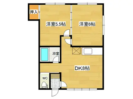 ハイツ井上(2DK/2階)の間取り写真