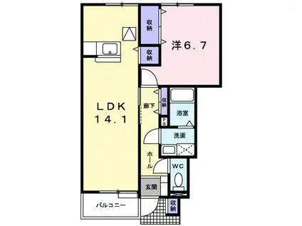 プリマヴェーラ(1LDK/1階)の間取り写真