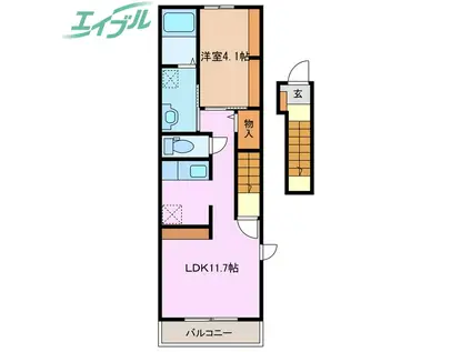 メゾン プロムナード(1LDK/2階)の間取り写真