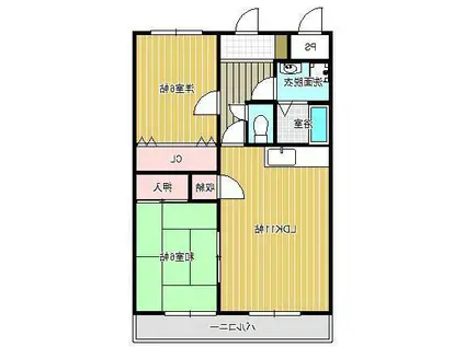 サンセール友愛(2LDK/2階)の間取り写真